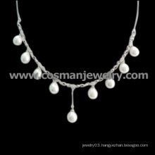 925 Sterling Silver Pearl Necklace (IHL0483)